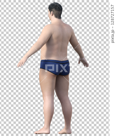太った男性 全身斜め後ろ姿の3Dイラスト ダイエットビフォーアフターのイメージ 太った男性 全身斜め後ろ姿の3Dイラスト ダイエットビフォーアフターのイメージ 128727157