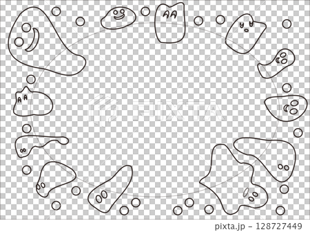 Simple line drawing ghost frame/coloring page 128727449