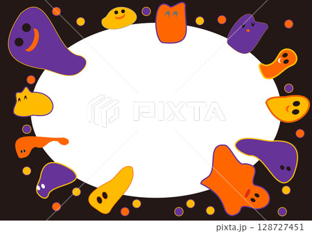テーブルを囲むおばけたち・黒枠・背景透過・かわいい・コミカル・halloween,ハロウィン, テーブルを囲むおばけたち・黒枠・背景透過・かわいい・コミカル・halloween,ハロウィン, 128727451