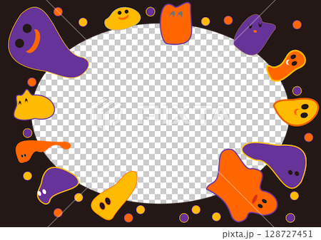 テーブルを囲むおばけたち・黒枠・背景透過・かわいい・コミカル・halloween,ハロウィン, テーブルを囲むおばけたち・黒枠・背景透過・かわいい・コミカル・halloween,ハロウィン, 128727451