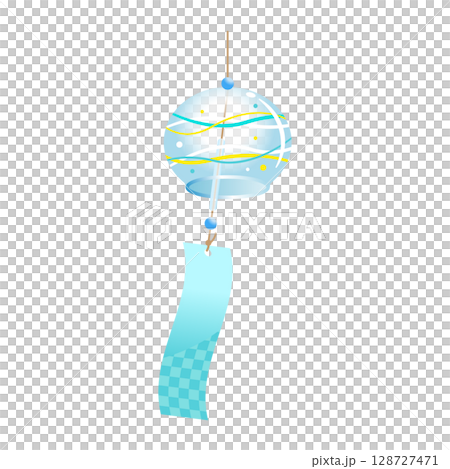Wave pattern wind chime illustration (simple, Japanese style) Wave pattern wind chime illustration (simple, Japanese style) 128727471