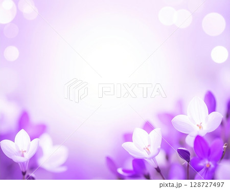 紫と白の花が咲く上品なフローラルイラスト背景 128727497