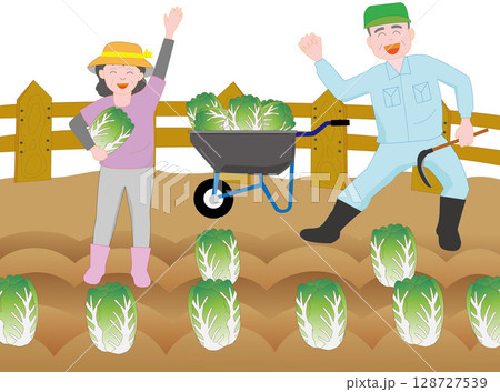 家族で野菜を栽培している農家 128727539