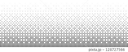 Fading triangle halftone gradient texture. Abstract geometric 8 bit background. Tech triangular binary gradation pattern. Vanishing dither arrow wallpaper for poster, banner, brochure. Vector backdrop 128727566