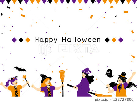 ハロウィンを楽しむ人達 128727806