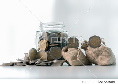 Business save money coin growth concept involves strategic financial management investment loan bank real estate economic development encourage buy income stack investment economy return accountancy Business save money coin growth concept involves strategic financial management investment loan bank real estate economic development encourage buy income stack investment economy return accountancy 128728006