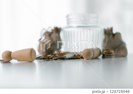 Business save money coin growth concept involves strategic financial management investment loan bank real estate economic development encourage buy income stack investment economy return accountancy 128728046