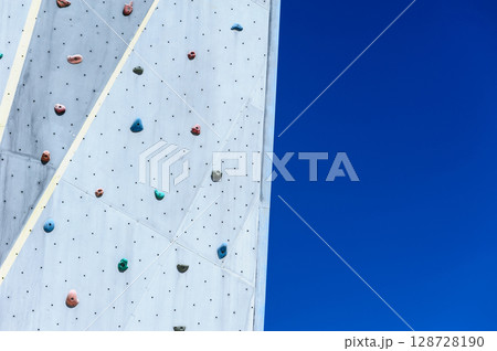 Modern climbing wall in Lhasa city,Tibet, China 128728190