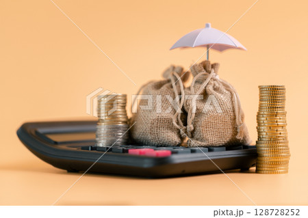 Insurance background money coin concept business protection finance sale financial investment buy automobile purchase loan deal agent rent rental premium assurance save banking tax return calculation 128728252