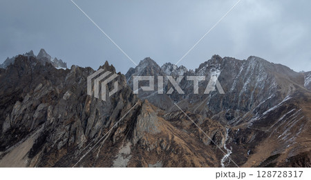 Aerial view of beautiful high altitude mountains landscape 128728317