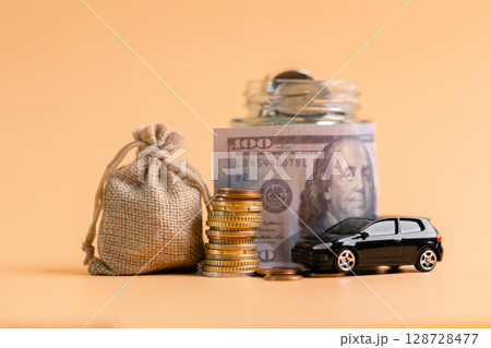 Business car concept growth involves strategic financial management money loan investment bank real estate economic development encourage accountancy save coin buy stack investment economy return 128728477