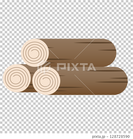 由三個堆疊的原木製成的材料 | 非常適合露營和自然主題 128728590