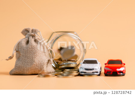 Business car concept growth involves strategic financial management money loan investment bank real estate economic development encourage accountancy save coin buy stack investment economy return 128728742