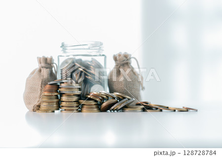 Business save money coin growth concept involves strategic financial management investment loan bank real estate economic development encourage buy income stack investment economy return accountancy Business save money coin growth concept involves strategic financial management investment loan bank real estate economic development encourage buy income stack investment economy return accountancy 128728784