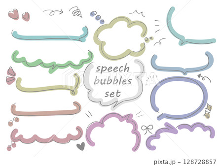 手書き風ふきだしセット　ベクター　 128728857