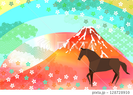 午　年賀状　桜　背景 128728910