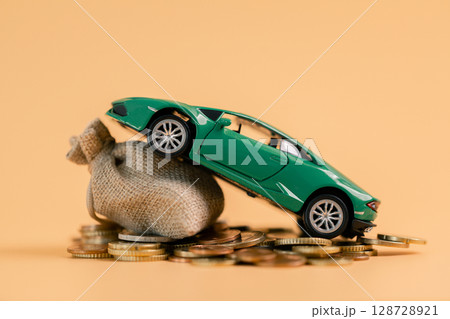 Business car concept growth involves strategic financial management money loan investment bank real estate economic development encourage accountancy save coin buy stack investment economy return 128728921