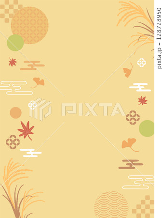 和風背景素材　秋　ススキ　 128728950