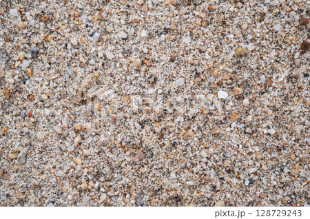texture of sand on the beach close up. Background with a sandy pattern on the beach by the sea 128729243