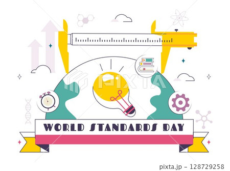 World Standards Day Vector Illustration on October 14 featuring a Globe, Stopwatch, Ruler Scale, and Quality Board in a Flat Style Cartoon Background World Standards Day Vector Illustration on October 14 featuring a Globe, Stopwatch, Ruler Scale, and Quality Board in a Flat Style Cartoon Background 128729258