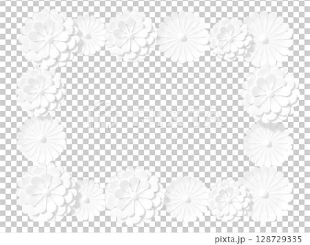 White chrysanthemum flower 3DCG transparent frame White chrysanthemum flower 3DCG transparent frame 128729335