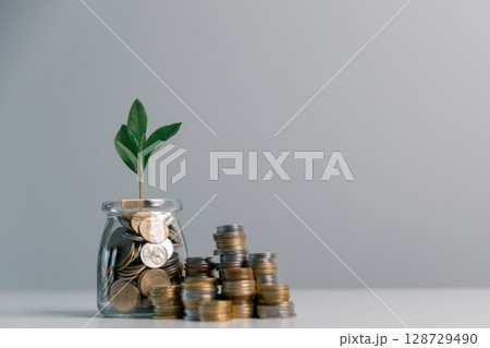 Business concept growth involves strategic financial management money loan investment bank real estate economic development encourage save buy home car education income stack investment economy return 128729490