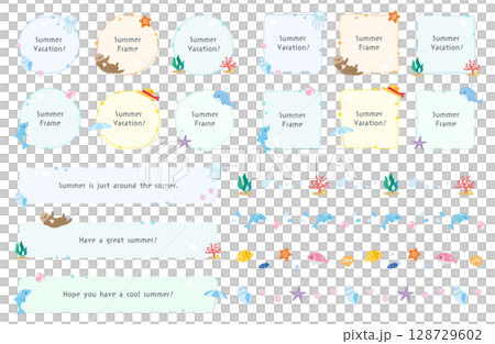 海框和線條集插畫夏季 128729602