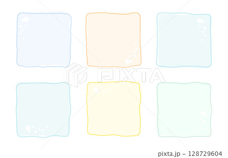 海色のシンプルなフレームセット 四角 夏 海色のシンプルなフレームセット 四角 夏 128729604