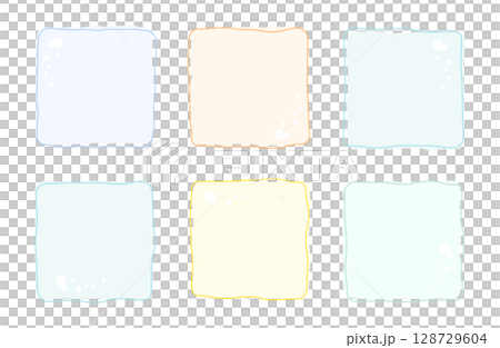 海色のシンプルなフレームセット 四角 夏 海色のシンプルなフレームセット 四角 夏 128729604