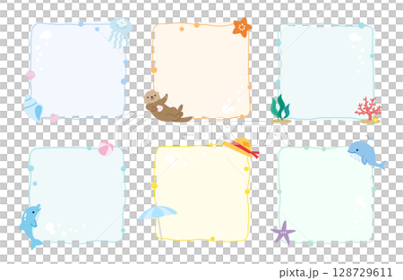 海のフレームセット 四角 イラスト 夏 海のフレームセット 四角 イラスト 夏 128729611
