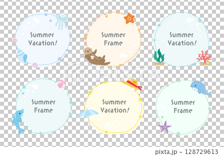 海洋框架集，圓圈，插圖，夏季 128729613