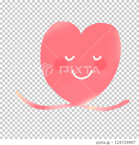 Pink heart with closed eyes and a smile Love 128729907