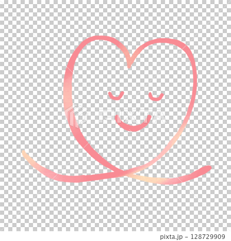 Pink heart with closed eyes and a smile Love 128729909