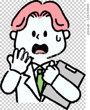 驚いている白衣を着た男性 128729940