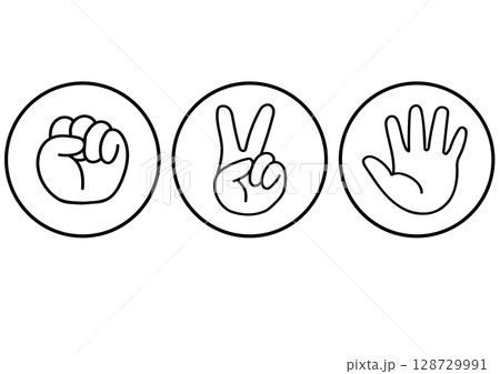 シンプルな手のアイコン グーチョキパー じゃんけん ベクター シンプルな手のアイコン グーチョキパー じゃんけん ベクター 128729991
