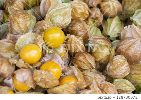 cape gooseberry in the market. cape gooseberry background. cape gooseberry in the market. cape gooseberry background. 128730078