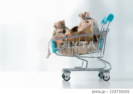 Business save money coin growth concept involves strategic financial management investment loan bank real estate economic development encourage buy income stack investment economy return accountancy 128730202