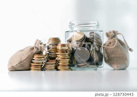 Business save money coin growth concept involves strategic financial management investment loan bank real estate economic development encourage buy income stack investment economy return accountancy Business save money coin growth concept involves strategic financial management investment loan bank real estate economic development encourage buy income stack investment economy return accountancy 128730443