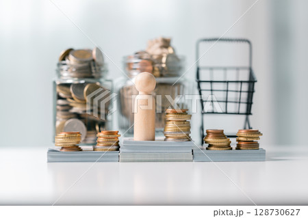 Business save money coin growth concept involves strategic financial management investment loan bank real estate economic development encourage buy income stack investment economy return accountancy Business save money coin growth concept involves strategic financial management investment loan bank real estate economic development encourage buy income stack investment economy return accountancy 128730627