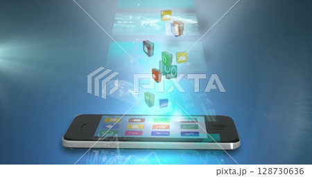 Image of digital screens over smartphone 128730636