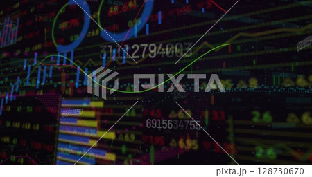 Image of data processing over black background 128730670