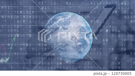 Image of text with globe and network of connections Image of text with globe and network of connections 128730805