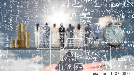 Image of statistics and data processing on grey background Image of statistics and data processing on grey background 128730878