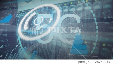 Image of statistics and data processing on grey background 128730935