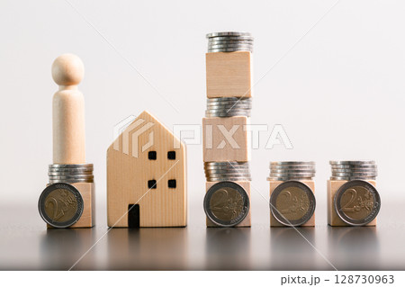 Business home concept involves strategic financial management money coin save bank real estate economic loan investment development growth encourage accountancy buy income stack investment economy Business home concept involves strategic financial management money coin save bank real estate economic loan investment development growth encourage accountancy buy income stack investment economy 128730963
