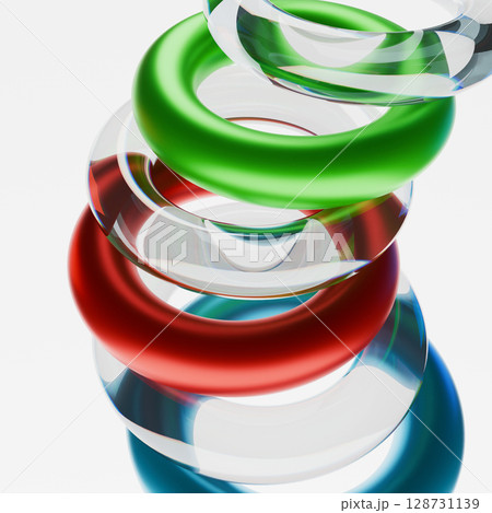 Colorful transparent rings, abstract composition 128731139