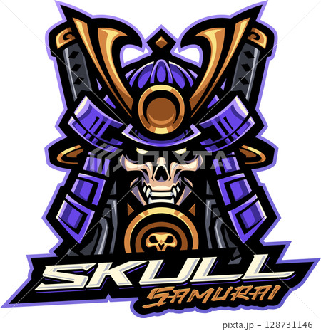 Skull samurai mascot 128731146