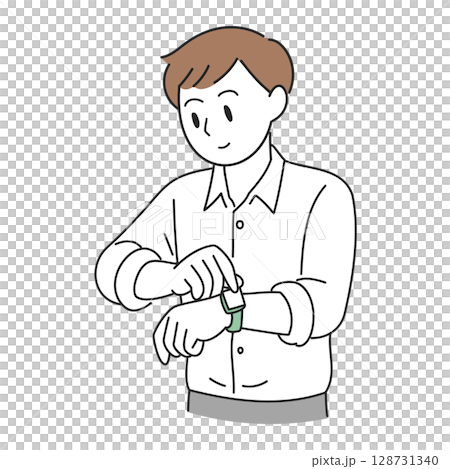 一名男子操作智慧手錶的插圖 128731340