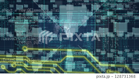 Image of data processing over media icons 128731368