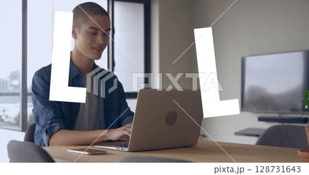 Image of diverse over businessman using tablet 128731643